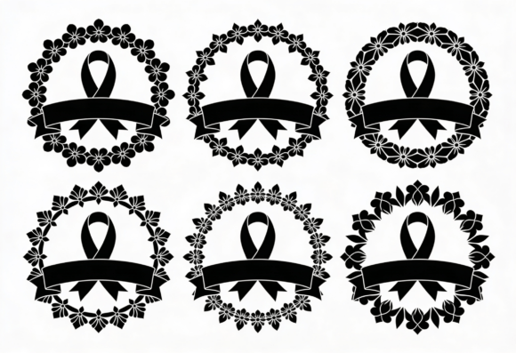 Awareness Ribbon Floral Wreath SVG