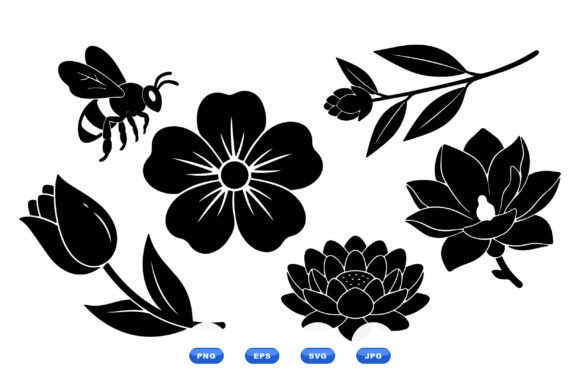 Black Floral Silhouette SVG Set