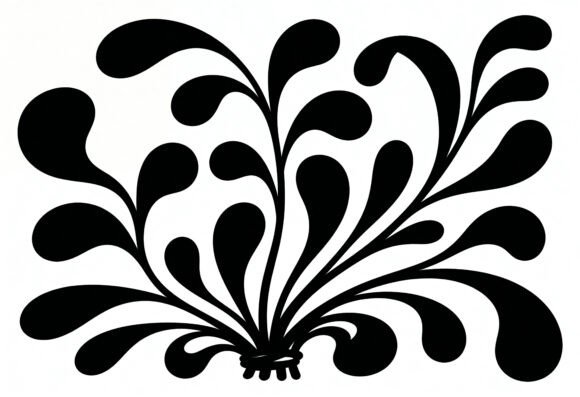 Black Floral Swirl SVG Clipart