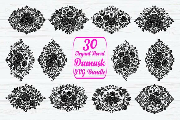 Elegant Floral Damask SVG Bundle