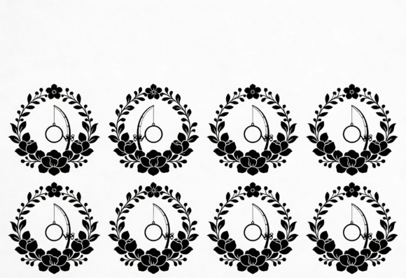 Fishing Wreath Floral Clipart SVG