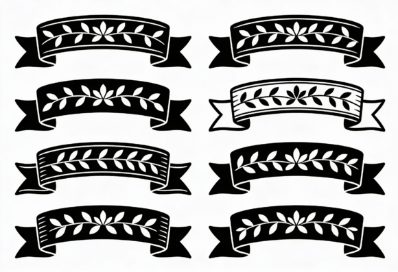 Floral Banners SVG Clipart Vector