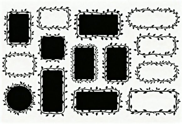 Floral Frames SVG Bundle Clipart Black