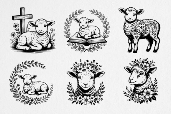 Floral Lamb SVG Bundle Christian Sheep