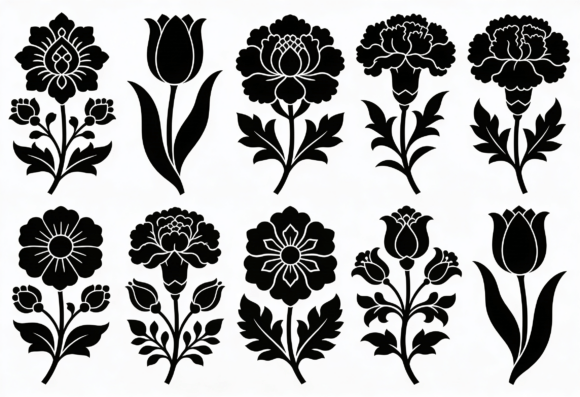 Floral Silhouettes SVG Bundle - Flowers