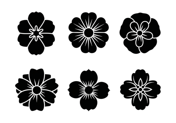 Floral Silhouettes SVG Flowers Clipart