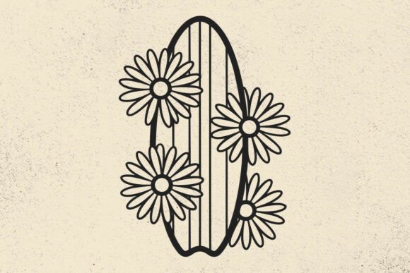 Floral Surfboard SVG, Tropical Surf Art