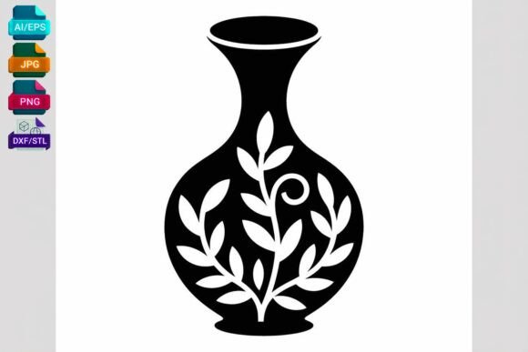 Floral Vase SVG Cut File for Crafts