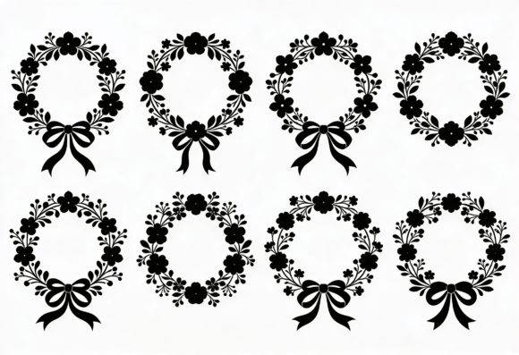 Floral Wreath SVG Bundle with Bows