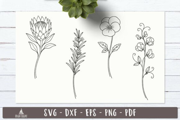 Flowers Garden SVG Floral Line Art