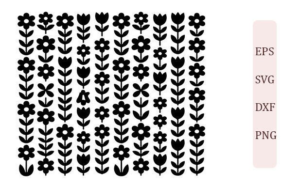 Folk Floral Pattern SVG PNG Set