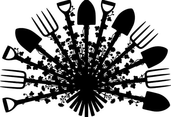 Garden Tools Silhouette SVG Floral