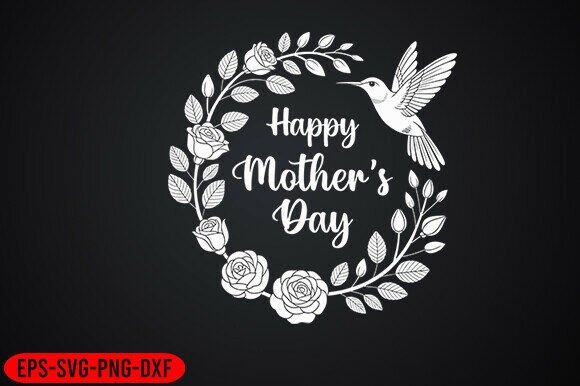 Happy Mothers Day Floral Wreath SVG