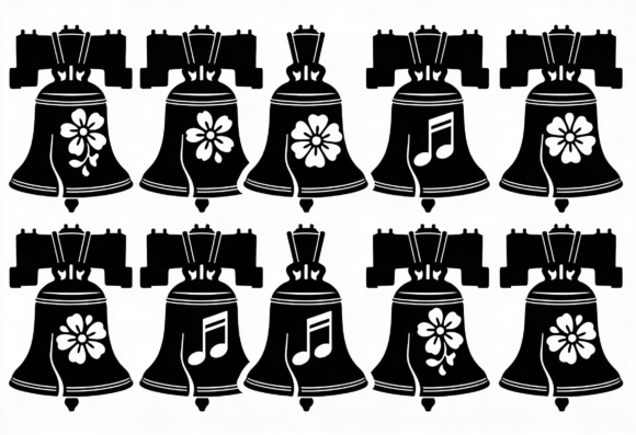 Liberty Bell SVG Floral Music Notes