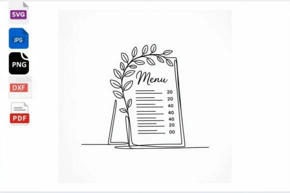 Menu Board SVG Floral Leaf Line Art