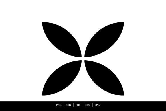 Minimal Four Petals Floral Icon SVG