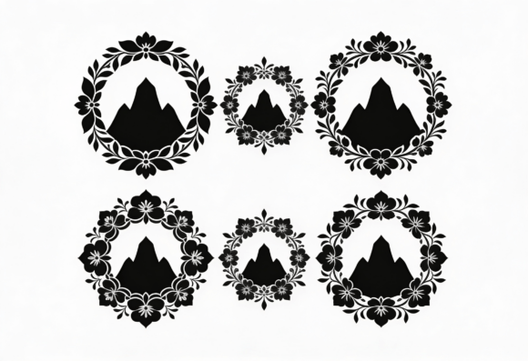 Mountain Floral Wreath SVG Files