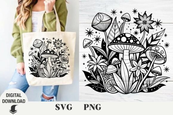 Mushrooms Svg, Cute Fly Boho Svg, Floral