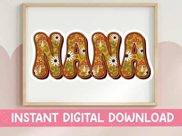 Nana Mushroom Floral Retro SVG