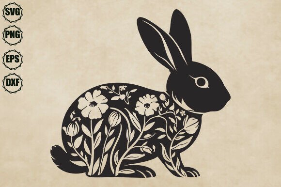 Rabbit Svg, Bunny Svg, Floral Rabbit