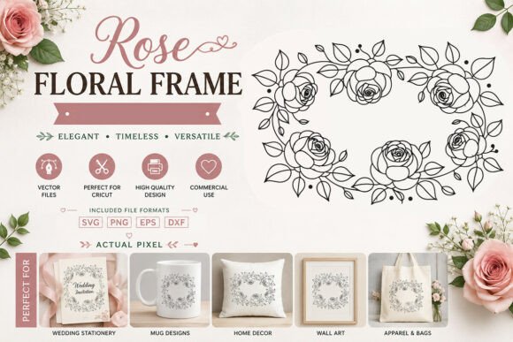 Roser Floral Frame SVG PNG