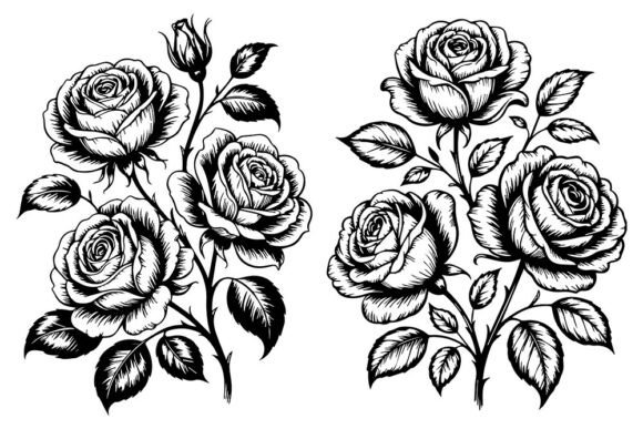 Vintage Rose Bouquet SVG Floral Rose C