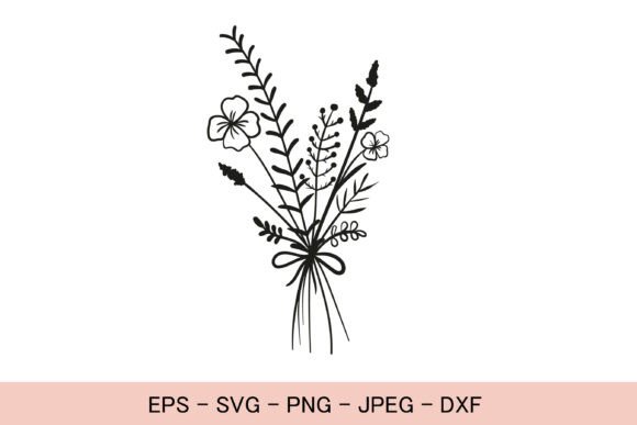 Wildflower Bouquet Svg Floral Line Dxf