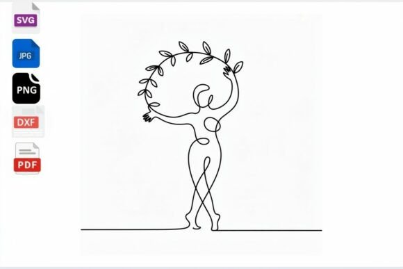 Woman Line Art SVG Floral Wreath Design